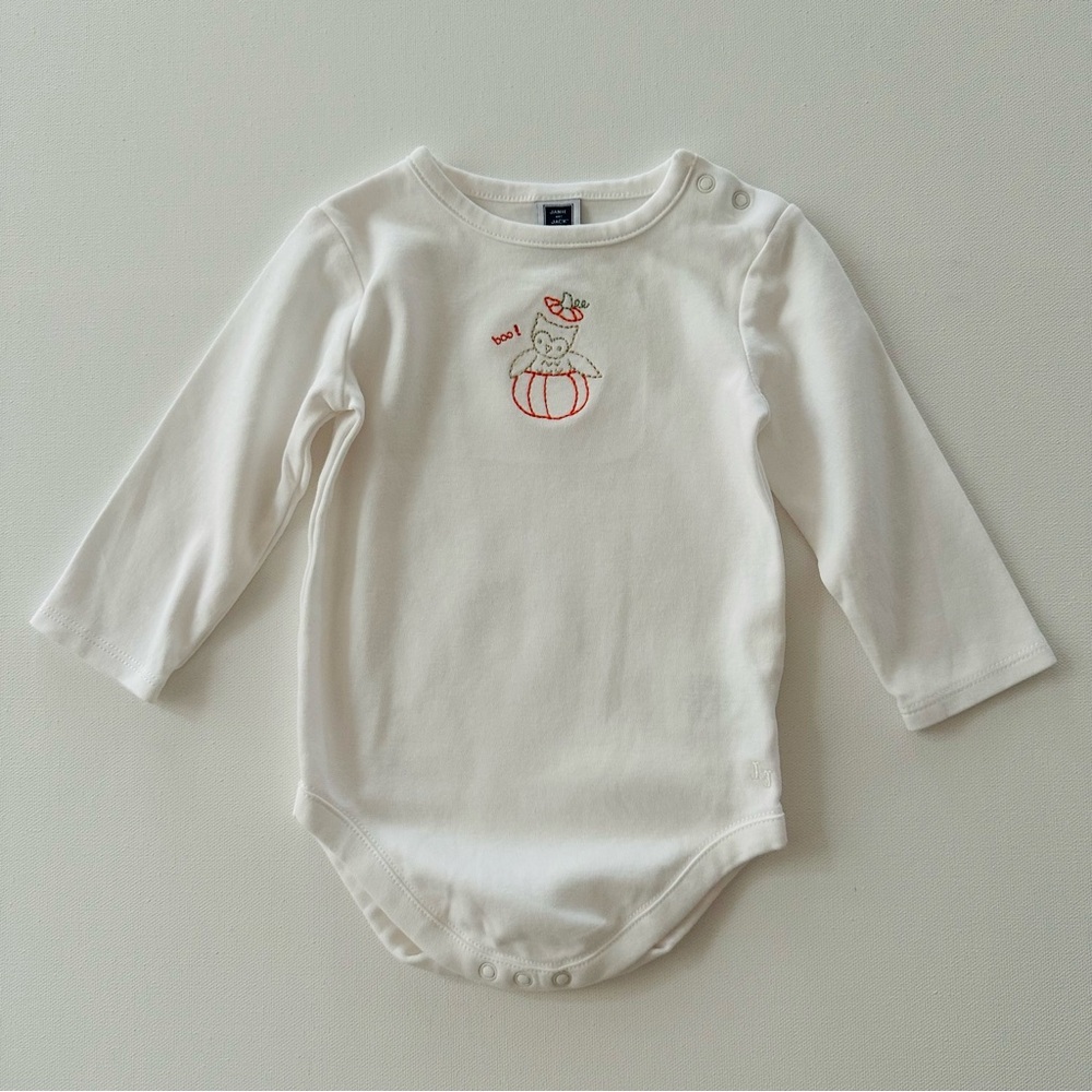 Janie and Jack 6-12 Months Baby Pumpkin Bodysuit Halloween Owl White Orange